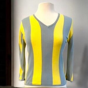 BURBERRY GOLF COTTON V-NECK STRIPED SWEATER SIZE MEDIUM